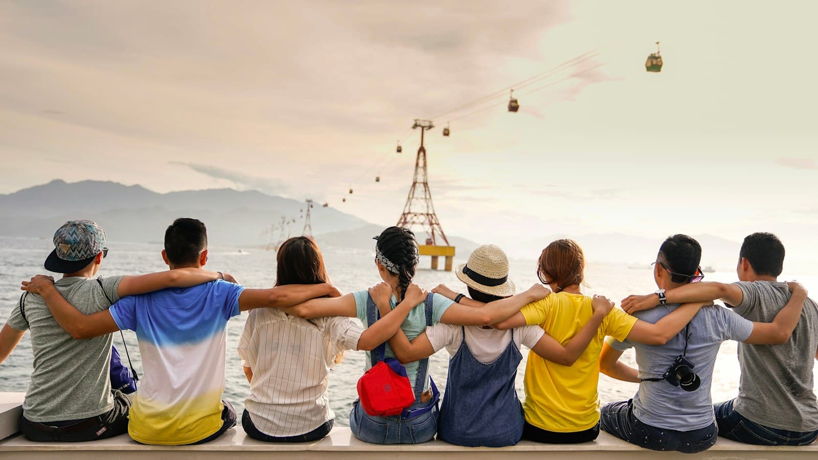 A diverse group of friends spending time together outdoors.